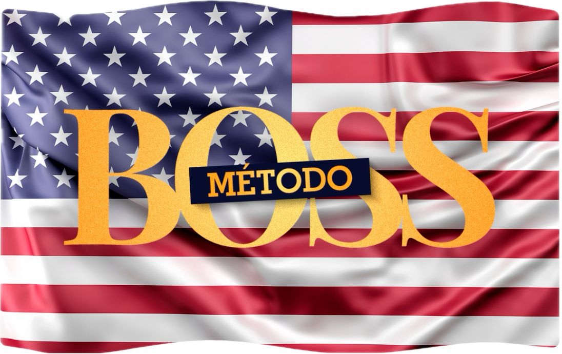 Selo Método Boss sobre bandeira dos Estados Unidos